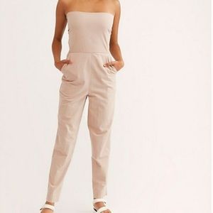 Free People Al Fresco Convertible Jumpsuit Pants Cotton Tie Strapless Small S